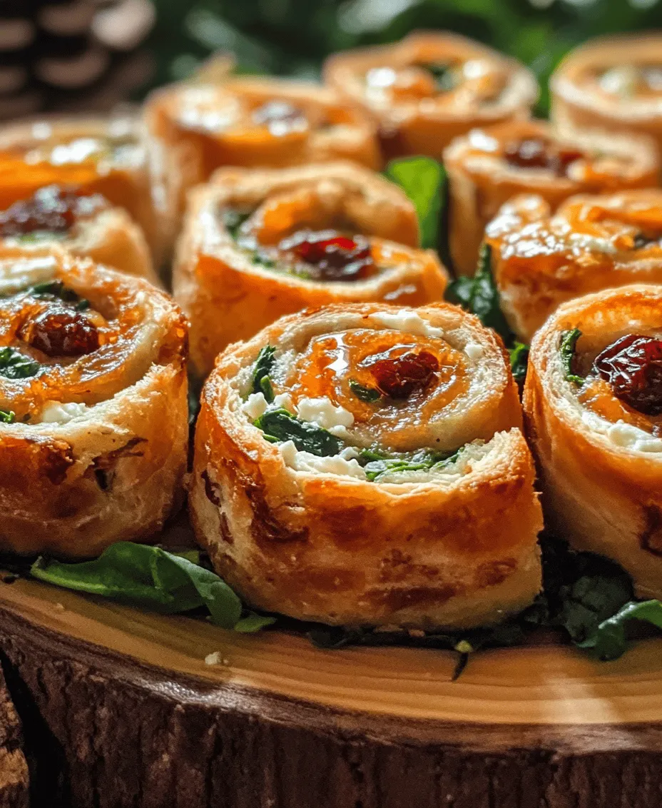 When it comes to effortless yet impressive appetizers, pinwheels reign supreme. These bite-sized delights are not only visually appealing but also versatile, making them the perfect choice for any gathering—be it a holiday party, family get-together, or casual snacking affair. Among the myriad of pinwheel variations, the <strong>Cranberry Feta Pinwheels</strong> stand out with their vibrant colors and delightful combination of flavors.” /></p>
</p>
<h3>Tips for Spreading the Mixture Evenly for Optimal Rolling</h3>
</p>
<p>Achieving perfectly rolled pinwheels starts with spreading the mixture evenly across the tortilla. To do this, use a spatula or the back of a spoon to gently smooth the cream cheese and feta mixture all the way to the edges, but leave a small border of about half an inch around the perimeter. This technique prevents the filling from spilling out when you roll the tortilla, ensuring each bite is packed with flavor.</p>
</p>
<p>Additionally, consider the thickness of the spread. An even layer of about 1/4 inch is ideal; this allows for a robust taste without overwhelming the tortilla. Using room-temperature cream cheese also aids in this process, as it spreads more easily and uniformly than cold cream cheese.</p>
</p>
<h3>Importance of Leaving Space Around the Edges</h3>
</p>
<p>When preparing your pinwheels, it’s crucial to leave space around the edges of the tortilla. This prevents the filling from oozing out during the rolling process. If the filling extends to the edge, it can cause the mixture to leak out as you roll, leading to messy pinwheels that may not hold together well. The small border contributes to a tighter roll, ensuring that your pinwheels maintain their shape and presentation once sliced.</p>
</p>
<h3>Rolling Technique</h3>
</p>
<h4>Step-by-Step on Achieving a Tight Roll Without Spilling Ingredients</h4>
</p>
<p>1. <strong>Start from One Edge</strong>: Begin by lifting the edge of the tortilla closest to you and fold it over the filling. This initial fold should be tight but not so tight that it tears the tortilla.</p>
</p>
<p>2. <strong>Tuck and Roll</strong>: As you roll, tuck the tortilla under the filling slightly, creating a tight cylinder. Move your hands along the tortilla, maintaining even pressure as you roll away from you.</p>
</p>
<p>3. <strong>Keep It Tight</strong>: Ensure that each section of the roll is tight by using your fingers to pinch the tortilla inwards while rolling. This helps keep the filling secure.</p>
</p>
<p>4. <strong>Seal the Edge</strong>: Once you reach the opposite edge, use a little extra cream cheese as a glue to seal it. Apply a thin layer on the edge of the tortilla before completing the roll.</p>
</p>
<p>5. <strong>Let It Rest</strong>: After rolling, place the pinwheel seam-side down on a cutting board. This resting period allows the fillings to settle and the tortilla to firm up, making it easier to slice.</p>
</p>
<h3>Slicing and Serving</h3>
</p>
<h4>Techniques for Cutting Pinwheels for a Clean Presentation</h4>
</p>
<p>When it comes to slicing your pinwheels, a sharp, serrated knife is your best friend. Here are some effective techniques to ensure a clean cut:</p>
</p>
<p>1. <strong>Chill Before Slicing</strong>: If you have time, refrigerate the rolled pinwheels for about 30 minutes to an hour. This chilling makes the tortilla firmer and less likely to squish, resulting in cleaner slices.</p>
</p>
<p>2. <strong>Use a Gentle Sawing Motion</strong>: Instead of pressing down hard on the knife, use a gentle sawing motion. This technique allows the knife to glide through the tortilla without crushing the filling.</p>
</p>
<p>3. <strong>Cutting Size</strong>: Aim for slices that are about 1 to 1.5 inches thick. This size is perfect for bite-sized portions that are easy to pick up and eat at gatherings.</p>
</p>
<h4>Suggestions for Platter Arrangement</h4>
</p>
<p>For an attractive presentation, arrange the pinwheel slices in a circular pattern on a large serving platter. You can alternate the direction of the slices for visual interest, or create a spiral effect. Incorporate fresh herbs or edible flowers for added color. For a more thematic touch, consider garnishing with sprigs of rosemary or thyme, which also complement the flavors of the pinwheels beautifully.</p>
</p>
<h3>Chilling and Flavor Development</h3>
</p>
<h4>Explanation of Why Chilling is Recommended</h4>
</p>
<p>Chilling your pinwheels before serving is more than just about making them easier to slice. This step is also crucial for flavor development. As the pinwheels chill in the refrigerator, the ingredients meld together, allowing the flavors to deepen and enhance each other. The cream cheese absorbs the tangy notes of the feta and the sweetness of the cranberries, creating a harmonious blend that is more than just the sum of its parts.</p>
</p>
<h4>Discussion of How Flavors Meld Together During Refrigeration</h4>
</p>
<p>When chilled, the flavors of the ingredients interact in a way that they cannot at room temperature. The cooling process helps to soften the sharpness of the feta while allowing the cranberries’ tartness to shine. Furthermore, the herbs and spices used in the mixture become more pronounced, contributing to a well-rounded taste that is refreshing and satisfying. This flavor melding is one of the reasons why these pinwheels are often even better the next day, as the ingredients have had time to develop and intensify their flavors.</p>
</p>
<h3>Optional Serving Suggestions for Presentation</h3>
</p>
<p>To elevate your serving experience, consider adding a small bowl of balsamic glaze on the side for drizzling or dipping. The rich sweetness of the glaze complements the tartness of the cranberries beautifully. Alternatively, a yogurt dip flavored with herbs or spices can add a creamy element that pairs well with the pinwheels. For a festive touch, arrange the pinwheels alongside seasonal fruits like pomegranate seeds or slices of pear.</p>
</p>
<h3>Serving Suggestions</h3>
</p>
<h4>Ideas for Pairing with Dips or Sauces</h4>
</p>
<p>Pairing your Cranberry Feta Pinwheels with the right dips or sauces can enhance their flavor and make them even more enjoyable. Here are some ideas:</p>
</p>
<p>1. <strong>Balsamic Glaze</strong>: A drizzle of balsamic glaze adds a sweet and tangy kick that complements the cranberries perfectly.</p>
</p>
<p>2. <strong>Herbed Yogurt Dip</strong>: A simple yogurt dip with fresh herbs can provide a creamy contrast to the tangy flavors of the pinwheels.</p>
</p>
<p>3. <strong>Honey Mustard</strong>: For a touch of sweetness with a hint of spice, a honey mustard sauce can work wonderfully alongside these pinwheels.</p>
</p>
<p>4. <strong>Salsa</strong>: A fruit salsa, such as mango or peach, can add a fresh and vibrant note that balances the savory and sweet flavors of the pinwheels.</p>
</p>
<h4>Presentation Tips for Serving at Parties or Gatherings</h4>
</p>
<p>When serving at parties or gatherings, presentation is key. Here are some tips to make your pinwheels the star of the show:</p>
</p>
<p>– <strong>Colorful Platter</strong>: Use a vibrant serving platter to enhance the visual appeal. A contrasting color to the pinwheels will make them pop.</p>
</p>
<p>– <strong>Garnish</strong>: Fresh herbs, edible flowers, or even thinly sliced radishes can add a touch of elegance.</p>
</p>
<p>– <strong>Labeling</strong>: If you have multiple appetizers, consider using small labels or flags to identify the pinwheels. This can be particularly helpful for guests with dietary restrictions.</p>
</p>
<p>– <strong>Interactive Elements</strong>: Offer a small selection of dips alongside the pinwheels, allowing guests to customize their bites.</p>
</p>
<h4>Discussing the Versatility of Pinwheels as Appetizers, Snacks, or Light Lunches</h4>
</p>
<p>Cranberry Feta Pinwheels are remarkably versatile and can be enjoyed in various settings. They make for an excellent appetizer at parties, tempting guests to indulge with their colorful presentation and delightful flavor. As snacks, they can easily satisfy mid-afternoon cravings, providing a healthy and tasty option. Furthermore, pinwheels work well as a light lunch when paired with a side salad or soup, making them a wholesome and portable meal choice.</p>
</p>
<h3>Nutritional Benefits</h3>
</p>
<h4>Breakdown of Nutritional Content Per Serving</h4>
</p>
<p>Each serving of Cranberry Feta Pinwheels offers a balanced mix of nutrients. Typically, one serving (around two pinwheels) contains:</p>
</p>
<p>– <strong>Calories</strong>: Approximately 150-200</p>
<p>– <strong>Protein</strong>: 5-7 grams</p>
<p>– <strong>Fat</strong>: 8-10 grams (largely from feta and cream cheese)</p>
<p>– <strong>Carbohydrates</strong>: 15-20 grams</p>
<p>– <strong>Fiber</strong>: 1-2 grams</p>
</p>
<p>This makes them a satisfying choice without overloading on calories.</p>
</p>
<h4>Health Benefits of Each Main Ingredient</h4>
</p>
<p>– <strong>Cranberries</strong>: Known for their high antioxidant content, cranberries are great for heart health and may help prevent urinary tract infections.</p>
</p>
<p>– <strong>Feta Cheese</strong>: Feta provides protein and calcium while being lower in fat compared to many other cheeses, making it a healthier option for flavor.</p>
</p>
<p>– <strong>Whole Wheat Tortillas</strong>: Opting for whole grain tortillas increases the fiber content, aiding digestion and contributing to a feeling of fullness.</p>
</p>
<p>– <strong>Cream Cheese</strong>: While higher in fat, cream cheese is also a source of protein and can be enjoyed in moderation as part of a balanced diet.</p>
</p>
<h4>Discussion on the Balance of Flavors and Nutrition in a Party Setting</h4>
</p>
<p>In a party setting, it’s essential to offer a variety of flavors and nutritional options. Cranberry Feta Pinwheels strike a perfect balance between being indulgent yet healthy. Their sweet and savory flavor profile appeals to diverse palates, making them a crowd-pleaser. Moreover, their nutritional benefits ensure that guests feel satisfied without compromising their dietary goals.</p>
</p>
<h3>Conclusion</h3>
</p>
<p>Cranberry Feta Pinwheels are not only easy to prepare but also a delightful addition to any gathering. Their combination of flavors creates a festive and appealing dish that is sure to impress your guests, whether you are hosting a holiday party or a casual get-together. They are versatile enough to serve as appetizers, snacks, or light lunches, making them a practical choice for various occasions.</p>
</p>
<p>As you explore the world of pinwheel recipes, let your creativity flourish. Experiment with different fillings, flavors, and presentations to create unique variations that suit your tastes and those of your guests. With their deliciousness and ease of preparation, Cranberry Feta Pinwheels are destined to become a staple in your culinary repertoire, bringing joy and flavor to your table.</p>
</div>