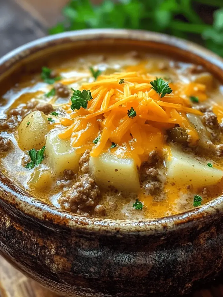 Cheeseburger soup may sound like a modern creation, but its roots can be traced back to traditional comfort foods that have been enjoyed for generations. The concept of combining ground beef, cheese, and vegetables into a single dish is a timeless culinary practice that embodies the essence of home-cooked meals. As families sought to create filling, nourishing dishes that could be made with basic pantry staples, cheeseburger soup emerged as a popular choice, especially during the colder months.