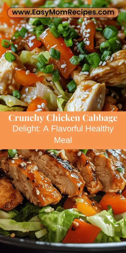 Discover the Crunchy Chicken Cabbage Delight, a vibrant and satisfying meal that's perfect for busy weeknights. This nutritious dish combines fresh vegetables and lean chicken for a quick yet flavorful recipe that doesn’t sacrifice health for taste. With a rich blend of ingredients like bell peppers, garlic, and sesame oil, each bite offers essential vitamins and proteins. Easy to prepare and completely customizable, it's a healthy option that will please everyone at the dinner table. Enjoy a delicious way to embrace healthy cooking at home!