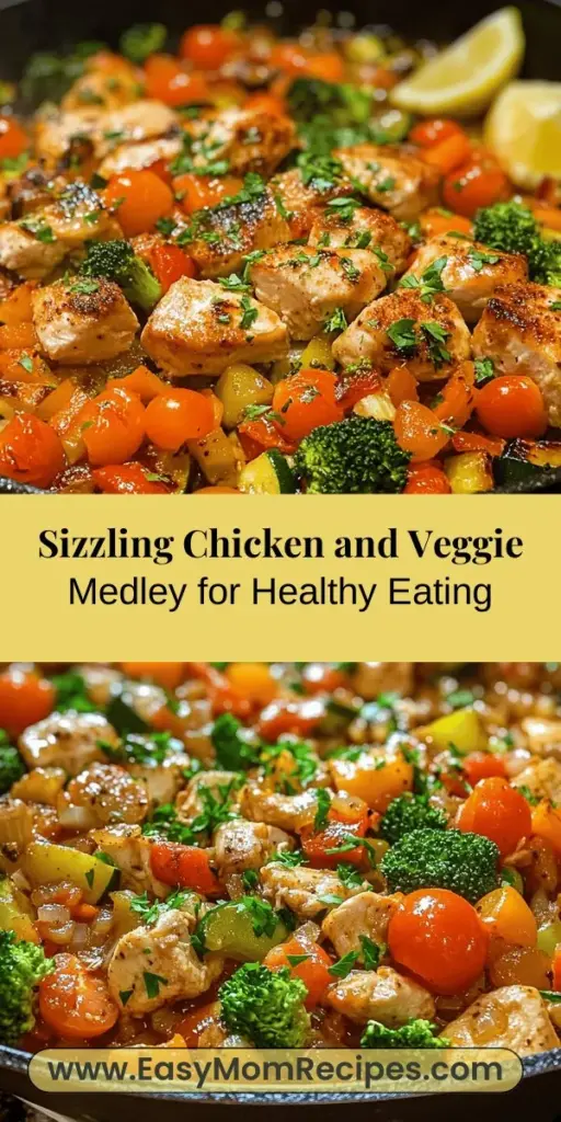 Discover the vibrant flavors of Sizzling Healthy Chicken and Veggie Medley! This nutrient-packed dish combines succulent chicken breast with colorful vegetables, making it a perfect choice for a nutritious meal without sacrificing taste. Packed with lean protein, vitamins, and minerals, it's ideal for meal prep or a quick weeknight dinner. Try it today and enjoy a delicious, healthy culinary adventure! #HealthyEating #ChickenRecipe #MealPrep #VeggieMedley #QuickDinner