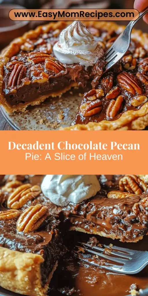 Indulge in the rich flavors of our Decadent Chocolate Pecan Pie Delight! This luscious dessert combines a glossy chocolate filling with crunchy pecans, all nestled in a flaky crust. Perfect for special occasions or a sweet treat at home, this pie is a true showstopper. Learn about its origins, key ingredients, and step-by-step instructions for making this heavenly pie. Elevate your dessert game today! #ChocolatePecanPie #Baking #DessertLovers #Indulgence #SweetTreats #RecipeShare