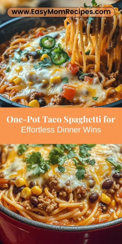 Discover the joy of cooking with One-Pot Taco Spaghetti, a delicious and convenient meal that combines the beloved flavors of tacos and spaghetti. This easy recipe simplifies dinner prep by using just one pot, making it perfect for busy weeknights or family gatherings. With a rich blend of spices, hearty ingredients, and minimal cleanup, you'll love its versatility and the way it brings everyone together around the table. Give this culinary fusion a try!