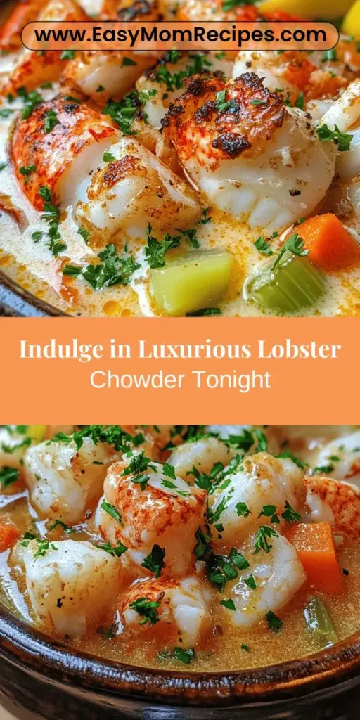 Indulge in a luxurious lobster chowder that's perfect for special occasions or cozy nights at home. This recipe combines fresh, live lobsters with creamy broth, aromatic vegetables, and rich flavor, creating a comforting experience. With its roots in coastal culinary traditions, this chowder showcases the sweetness of lobster and the depth of quality ingredients. Elevate your dining with this exquisite dish, and impress your guests with a true taste of the ocean.