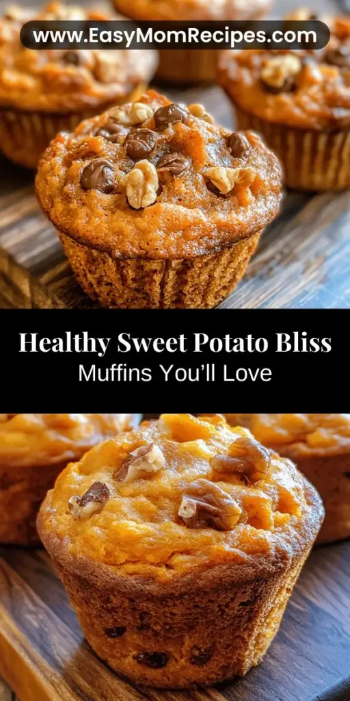 Indulge in the delightful world of healthy baking with these Sweet Potato Bliss Muffins! Packed with the goodness of sweet potatoes, these moist muffins combine natural sweetness and nutritious ingredients, making them perfect for breakfast, snacks, or dessert. Enjoy the warm spices and customizable add-ins for a personal touch. Whip up a batch and savor each guilt-free bite! #SweetPotatoMuffins #HealthyBaking #YummyTreats #EasyRecipe #Nutrition #BakingLove