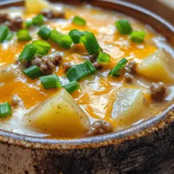 There’s something undeniably heartwarming about a bowl of soup, especially when it comes to comfort food. From chilly autumn evenings to cozy family gatherings, comfort foods have a special way of bringing people together and evoking a sense of nostalgia. Among the myriad of soup recipes that exist, Cheesy Hamburger Potato Soup stands out as a hearty and satisfying dish that warms not just the body but the soul. This delightful blend of ground beef, creamy potatoes, and gooey cheese creates a meal that’s both filling and flavorful, making it a go-to recipe for families and individuals alike.