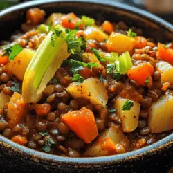 In the realm of wholesome comfort food, few dishes can compare to the warm embrace of Savory Lentil & Potato Delight. This nourishing recipe is a celebration of simple ingredients that come together to create a meal that is not only satisfying but also bursting with flavor. Imagine a bowl filled with tender lentils and creamy potatoes, all simmered to perfection in a fragrant broth. This dish is a staple for many, thanks to its hearty essence and the way it effortlessly warms both body and soul.