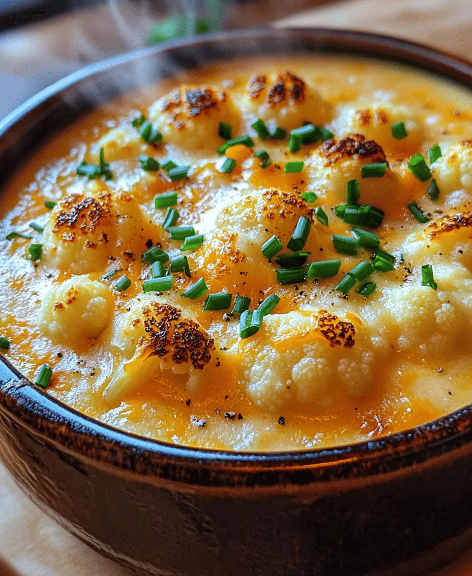 In the realm of comforting dishes, few can rival the allure of a warm bowl of Roasted Garlic Cheddar Cauliflower Soup. This creamy delight is not just a seasonal favorite; it transcends the boundaries of weather and occasion, making it a cherished recipe in households year-round. The combination of roasted garlic, sharp cheddar cheese, and tender cauliflower creates a rich tapestry of flavors that envelops you with every spoonful.
