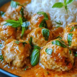 Delve into the vibrant world of Thai cuisine with this delightful recipe for Thai Chicken Meatballs in Curry Sauce. This dish perfectly marries the rich flavors of traditional Thai spices with the tender, juicy texture of chicken meatballs, all enveloped in a creamy, aromatic coconut curry sauce. Ideal for a comforting family dinner or an impressive meal for guests, this recipe is accessible for home cooks of all skill levels. The combination of fresh herbs, spices, and the luscious curry sauce makes this dish not just a meal, but an experience that transports you straight to the bustling streets of Thailand. Read on to discover how to create this culinary masterpiece in your own kitchen.