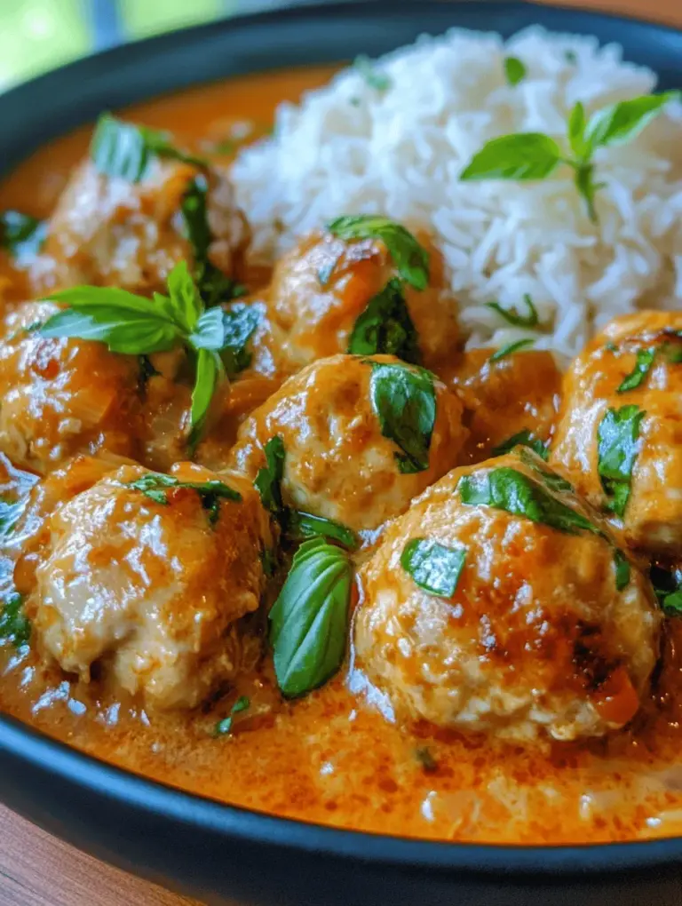 Delve into the vibrant world of Thai cuisine with this delightful recipe for Thai Chicken Meatballs in Curry Sauce. This dish perfectly marries the rich flavors of traditional Thai spices with the tender, juicy texture of chicken meatballs, all enveloped in a creamy, aromatic coconut curry sauce. Ideal for a comforting family dinner or an impressive meal for guests, this recipe is accessible for home cooks of all skill levels. The combination of fresh herbs, spices, and the luscious curry sauce makes this dish not just a meal, but an experience that transports you straight to the bustling streets of Thailand. Read on to discover how to create this culinary masterpiece in your own kitchen.