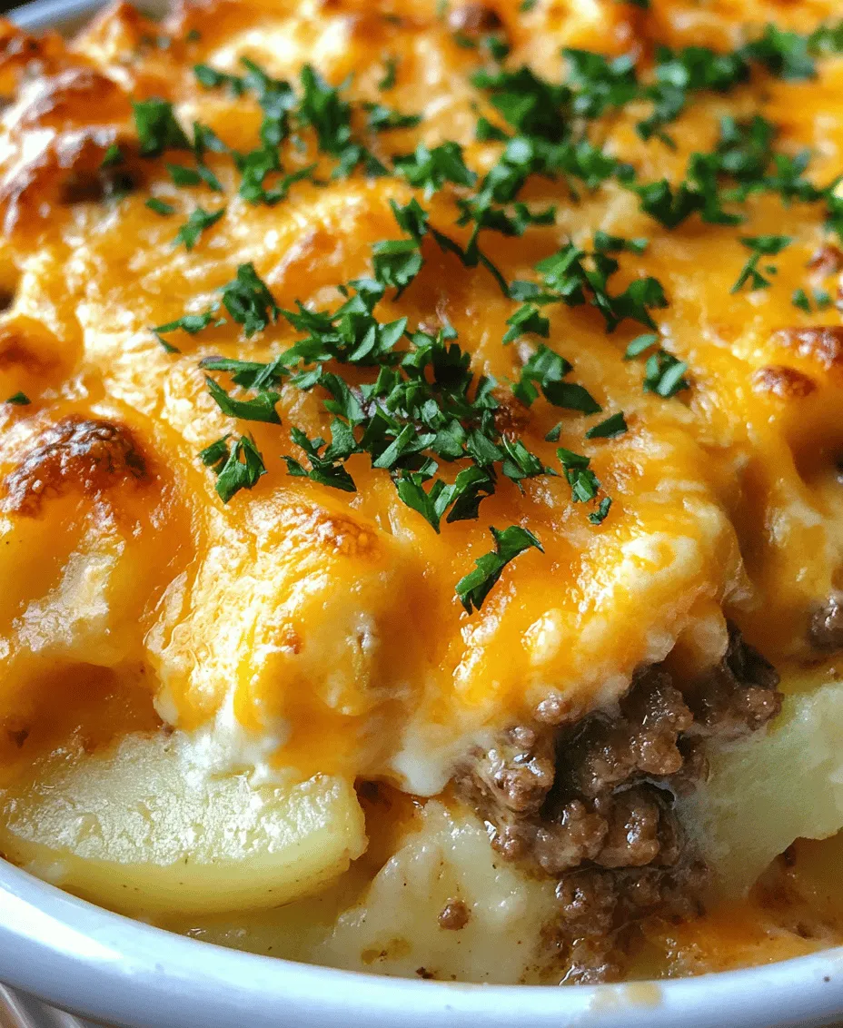 If you’re searching for a comforting, family-friendly dish that appeals to both adults and children, look no further than the Cheesy Hamburger Delight Casserole. This hearty casserole combines the robust flavors of ground beef, creamy cheeses, and tender potatoes, creating an irresistible meal that is sure to please even the pickiest eaters at your table. With its delightful blend of textures and flavors, this recipe is more than just a dinner option; it’s a warm hug in a dish, perfect for cozy family gatherings or casual weeknight dinners.