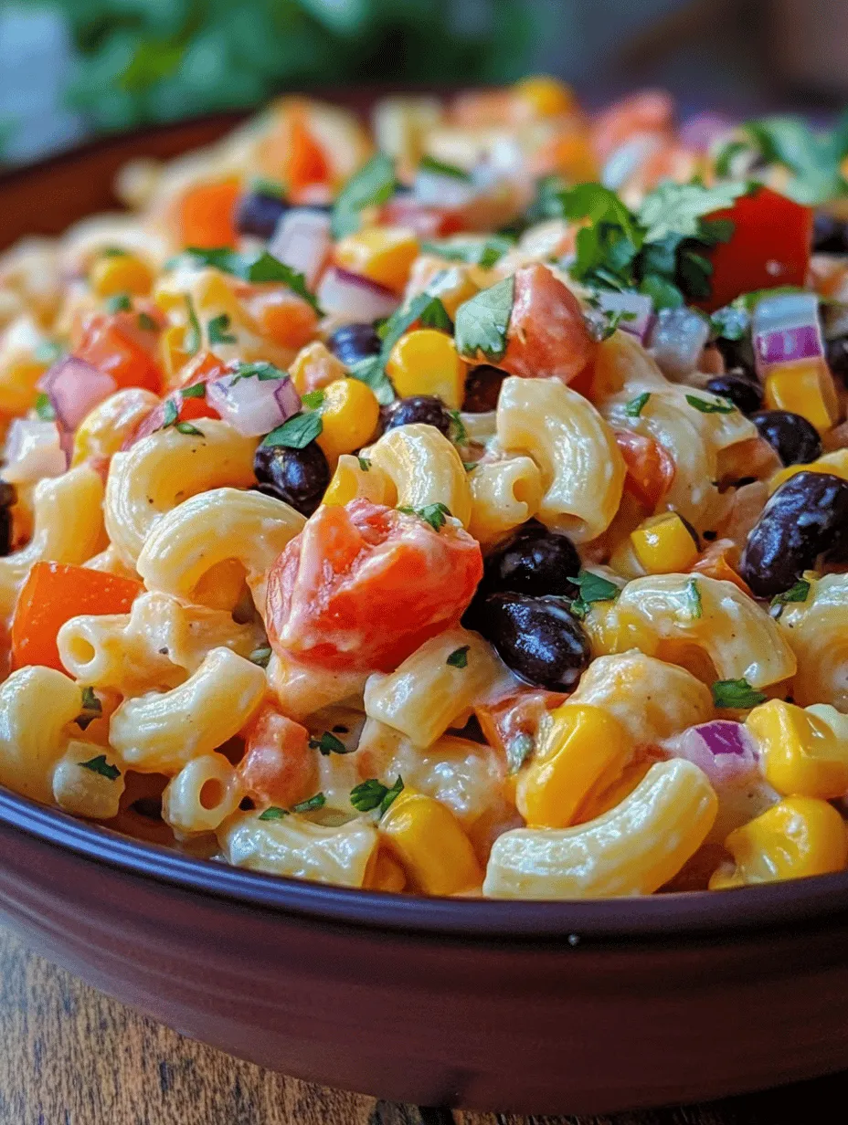 Zesty Mexican Macaroni Salad is a vibrant and flavorful dish that combines the familiar comfort of macaroni salad with the bold, lively flavors of Mexican cuisine. This delightful recipe is perfect for summer barbecues, potlucks, or any gathering where you want to impress your guests with something unique and delicious. The salad's colorful presentation and zesty taste make it a standout choice, whether served as a side or a main course.