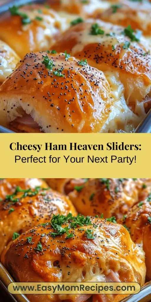 Looking for the perfect party food that’s both easy and delicious? Cheesy Ham Heaven Sliders are your answer! Made with soft Hawaiian rolls filled with savory ham and gooey Swiss cheese, these sliders are a crowd-pleaser for any occasion. With their delightful combination of flavors and textures, they are ideal for gatherings, game days, or family meals. Quick to prepare and loaded with flavor, these sliders will leave everyone coming back for more!