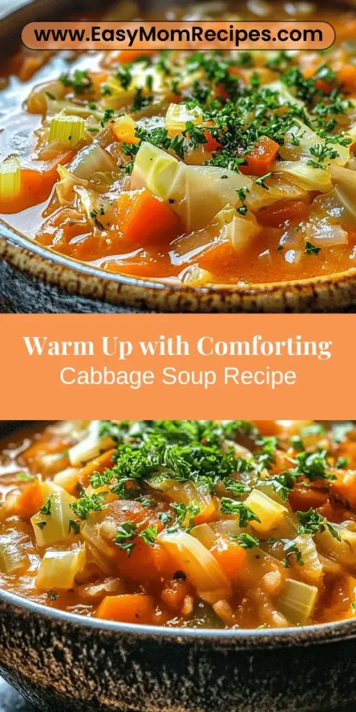 Discover the heartwarming magic of comforting cabbage soup, a nutritious and versatile dish that has delighted families for generations. This easy-to-make soup combines fresh cabbage and colorful vegetables like carrots, onions, and bell peppers, offering a flavorful yet healthy meal perfect for any season. Packed with vitamins and fiber, cabbage soup is filling and low-calorie, making it a great choice for light meals or cozy dinners at home. Enjoy the nostalgia and nourishment in every cozy bowl!