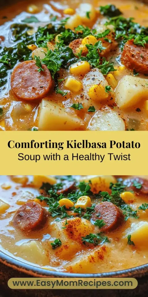 Warm up with a comforting bowl of Kielbasa Potato Soup, perfect for those chilly evenings or cozy family dinners. This delicious recipe combines the smoky flavors of kielbasa with creamy potatoes and vibrant greens like kale or spinach, adding a healthy twist. Enhanced with sweet corn and a splash of heavy cream, each spoonful is both hearty and nourishing. Discover how to create this classic favorite that’s sure to become a staple in your home.