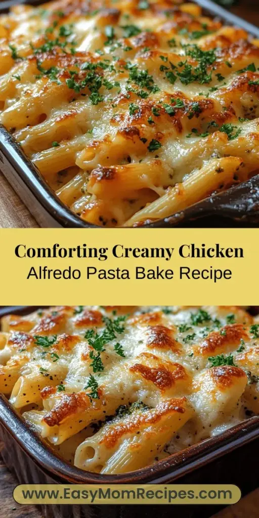 Indulge in the comfort of a Creamy Chicken Alfredo Pasta Bake, a delightful dish that combines tender pasta, juicy chicken, vibrant broccoli, and a rich Alfredo sauce. Perfect for family dinners or cozy gatherings, this recipe is easy to customize to suit any palate. Explore key ingredients like penne pasta and melty cheeses, and learn tips for crafting the ideal bake. With step-by-step instructions and variations, this dish will quickly become a kitchen favorite!