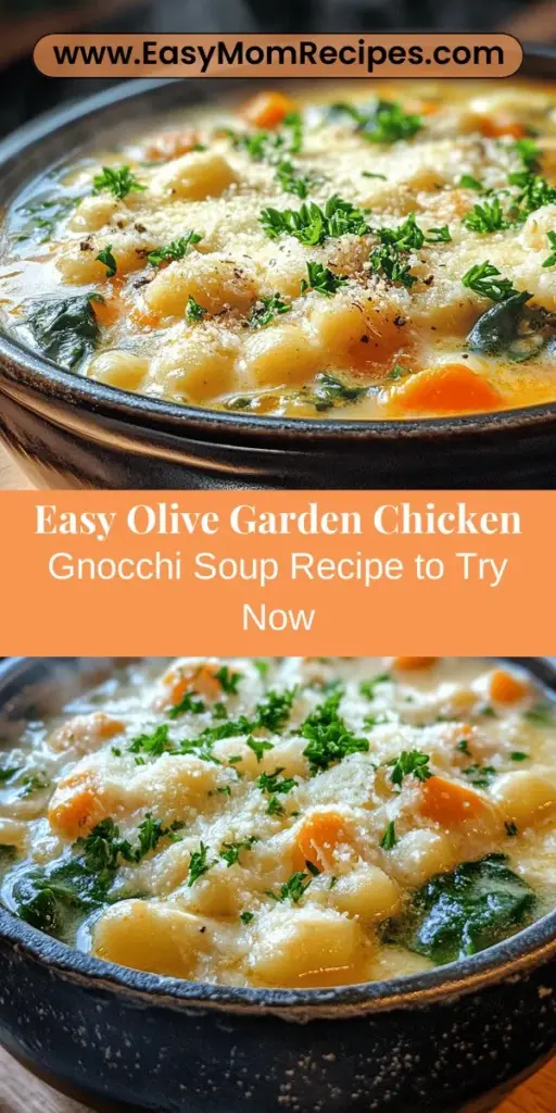 Bring the heartwarming flavors of Olive Garden into your kitchen with this inspired Chicken Gnocchi Soup recipe. This creamy delight features tender chicken, fluffy gnocchi, and vibrant vegetables simmered in a rich broth, making it the perfect comfort food for chilly days. Discover the origins of this beloved dish, learn about essential ingredients, and find tips for making it your own. Whether for family dinners or special occasions, this soup is sure to impress!