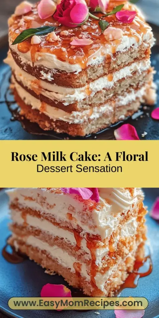 Delight in the exquisite flavors of our Decadent Rose Milk Cake! This stunning dessert beautifully marries floral notes with creamy richness, making it a captivating treat for any occasion. With fresh ingredients and delicate rose syrup, this cake not only pleases the palate but also enchants the eyes. Perfect for celebrations or a cozy tea party, indulge in a slice and elevate your dessert game! #RoseCake #FloralDesserts #BakingJoy #SweetTreats #CakeDecorating
