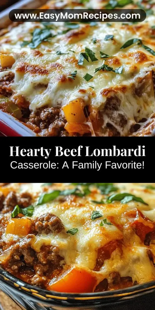 Indulge in the comforting flavors of Beef Lombardi Casserole, an Italian-inspired dish perfect for family dinners or gatherings. This hearty casserole is easy to make and combines layers of seasoned ground beef, elbow macaroni, and a trio of cheeses, all baked until bubbly. Packed with nutritious vegetables and aromatic seasonings, each bite is a delightful blend of flavors and textures. Explore the recipe now and impress your loved ones with this satisfying meal!