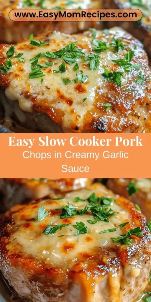 Discover the ultimate comfort food with this recipe for Succulent Slow Cooker Pork Chops in a Creamy Garlic Parmesan Sauce. Perfect for busy cooks, this dish combines tender pork chops with a rich, flavorful sauce, all made with simple ingredients. Enjoy the convenience of slow cooking, allowing the flavors to meld while you go about your day. This easy and satisfying meal will impress your family and friends, making it a staple for any occasion!