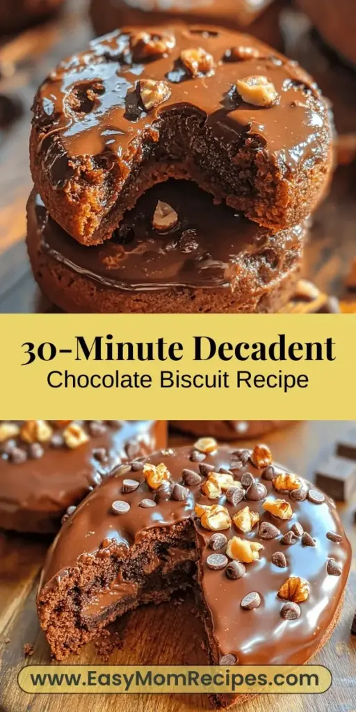 Indulge in the delightful world of homemade chocolate biscuits with this easy 30-minute recipe! Perfect for any occasion, these rich and gooey treats come together quickly using simple pantry ingredients. Learn the roles of key ingredients and how to achieve the best texture. Enjoy warm biscuits fresh from the oven, or customize them with chocolate chips and nuts. Ideal for snacking, sharing at gatherings, or cozy afternoons, these biscuits are sure to impress!