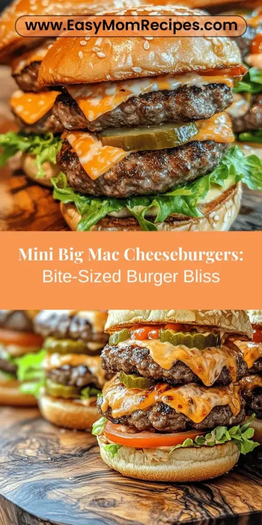 Bring home the taste of fast food with Mini Big Mac Cheeseburgers! These bite-sized sliders combine juicy beef patties, creamy special sauce, and all your favorite toppings, making them perfect for parties or family dinners. Easy to make and customizable, you can add your own twists like spicy jalapeños or stick to classic flavors. Each slider is a fun and delicious nod to the iconic Big Mac, ensuring every bite is satisfying and nostalgic. Get ready to impress your guests with these delightful treats!