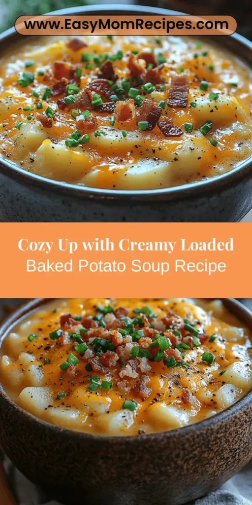 Warm up with a bowl of delicious Creamy Loaded Baked Potato Soup, the ultimate comfort food for chilly days. This recipe combines creamy russet potatoes, savory broth, and rich toppings like sharp cheddar, sour cream, and crispy bacon. It's easy to make, perfect for family gatherings, and customizable to your taste. Whether you prefer a classic version or a lighter, vegan twist, this soup is sure to satisfy. Get ready to enjoy a hearty, flavorful meal that warms the soul.