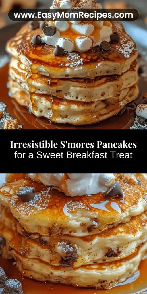 Indulge in the nostalgic flavors of campfire s'mores with these delightful s'mores pancakes! Imagine fluffy pancakes filled with gooey marshmallows, rich chocolate chips, and crunchy graham cracker crumbs. This recipe is perfect for any time of day, whether you're hosting brunch or enjoying a cozy breakfast at home. Discover easy step-by-step instructions to create the ultimate breakfast treat that captures the magic of s'mores with every delicious bite!