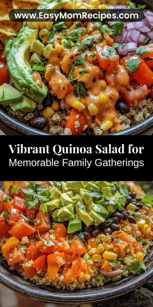 Bring your family together with this delicious Family Gathering Delight quinoa salad! Packed with nutritious quinoa, black beans, fresh vegetables, and creamy avocado, this refreshing dish is perfect for potlucks, barbecues, or any gathering. Tossed in a zesty lime dressing, it balances flavor and health effortlessly. Easy to make and customizable, it’s a guaranteed crowd-pleaser that nourishes both body and spirit. Discover the recipe and tips for a delightful meal that fosters connection.