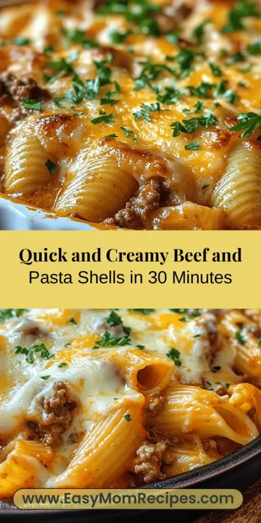 Discover the ultimate comfort food with the Easy Creamy Beef and Pasta Shells recipe! This hearty dish combines savory ground beef, creamy sauce, and large pasta shells, making it a family favorite for busy weeknights. Ready in under 30 minutes, it’s perfect for those seeking delicious flavors without the long prep time. With simple ingredients and easy instructions, you’ll create a delightful meal that brings loved ones together. Embrace the warmth of home-cooked goodness!