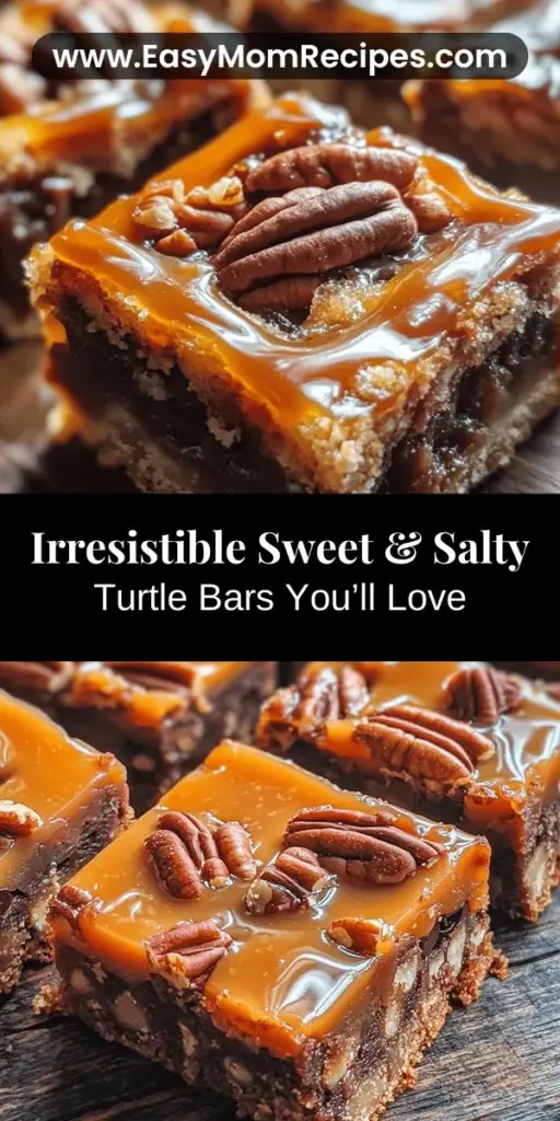 Discover the irresistible combination of sweet and salty with Sweet & Salty Turtle Bars! This easy recipe showcases layers of rich chocolate, gooey caramel, and crunchy pecans, making it a perfect treat for any occasion. Whether you're hosting a party or simply indulging at home, these bars will delight everyone. Simple to prepare and packed with flavor, get ready to impress your friends and family with this crowd-pleaser! Time to bake and enjoy!