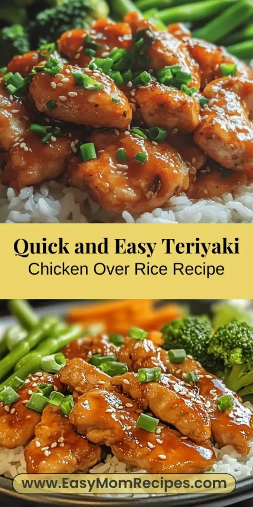 Discover the incredible taste of Easy Teriyaki Sauce Chicken served over fluffy white rice. This quick and customizable recipe is perfect for busy weeknights, featuring juicy chicken thighs smothered in a sweet and savory teriyaki sauce. You can easily adapt it with your favorite veggies or proteins. Enjoy a hearty and nutritious meal that the whole family will love! #TeriyakiChicken #EasyRecipes #FamilyDinner #ComfortFood #MealPrep #QuickMeals