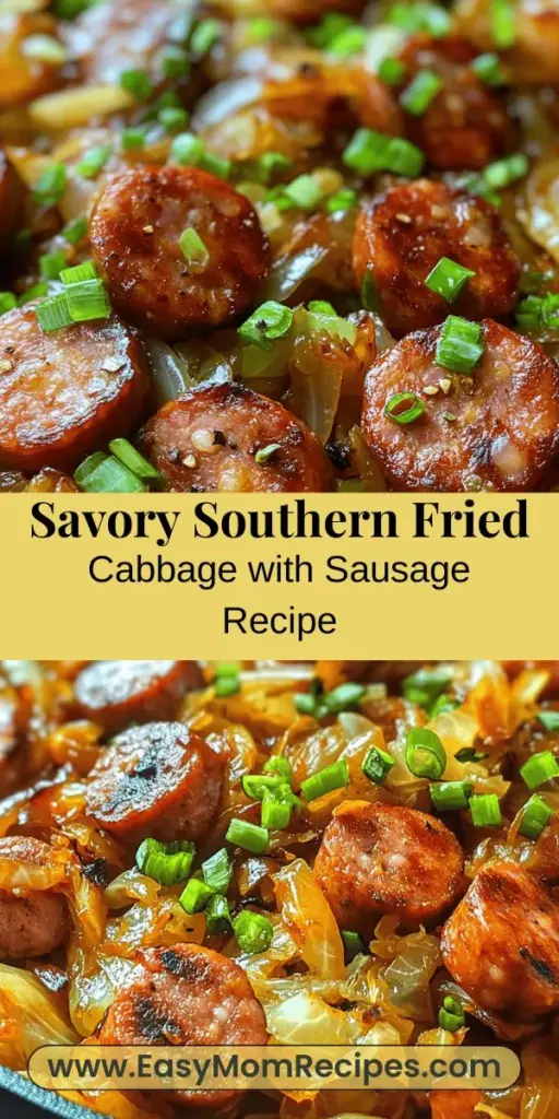 Embark on a culinary adventure with Sizzling Southern-Style Fried Cabbage with Sausage, a heartwarming dish that merges rich flavors with wholesome ingredients. This recipe is a tribute to Southern traditions, featuring sweet cabbage, smoky sausage, and fragrant aromatics like garlic and onion. Perfect as a side or main course, it’s a comforting, nutritious meal that evokes nostalgia and family gatherings. Try this easy-to-follow recipe and enjoy a taste of Southern comfort in your home!