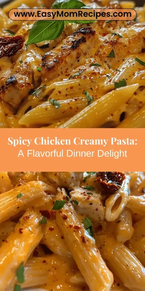 Discover the perfect balance of spice and creaminess with this Spicy Chicken Creamy Pasta with Sun-Dried Tomatoes. This delicious dish features tender chicken, rich cream, and flavorful sun-dried tomatoes, all enveloped in al dente penne pasta. Ideal for any occasion, it impresses with its savory flavors and vibrant colors. Don't miss out on this restaurant-worthy recipe to enjoy at home! #Pasta #Chicken #CreamyPasta #DinnerIdeas #Yummy #ComfortFood #Foodie #HomeCooking