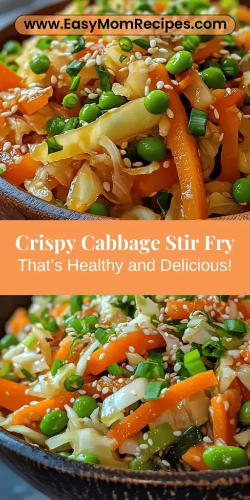 Discover the Crunchy Green Delight Cabbage Stir Fry, a vibrant and nutritious dish perfect for enhancing your healthy eating habits. This colorful stir fry features wholesome ingredients like crisp green cabbage, sweet carrots, bell peppers, and fresh snap peas, all tossed in a flavorful homemade sauce that brings it to life. Quick to prepare and packed with vitamins, this recipe is not only a feast for the eyes but also a delicious way to enjoy a variety of vegetables in one meal. Perfect for busy weeknights or meal prep, it's a must-try for anyone looking to boost their vegetable intake while savoring a satisfying crunch.