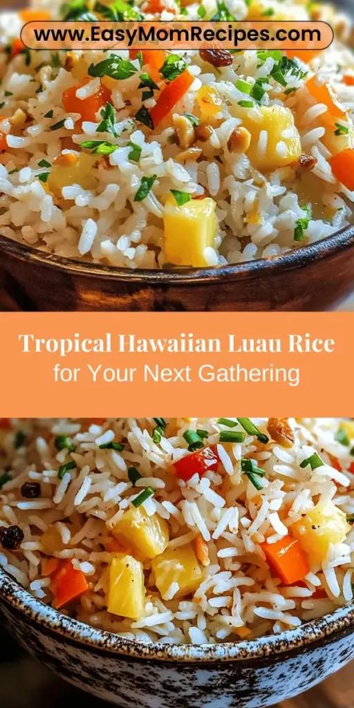 Discover the vibrant flavors of Hawaiian Luau Rice, a crowd-pleaser perfect for any gathering. This tropical dish combines aromatic jasmine rice, creamy coconut milk, and sweet pineapple with a colorful medley of vegetables for a delightful taste of the islands. Easy to prepare, it transports your guests to paradise with every bite. Whether for a luau, potluck, or family dinner, this dish is sure to impress with its delicious fusion of flavors and textures.