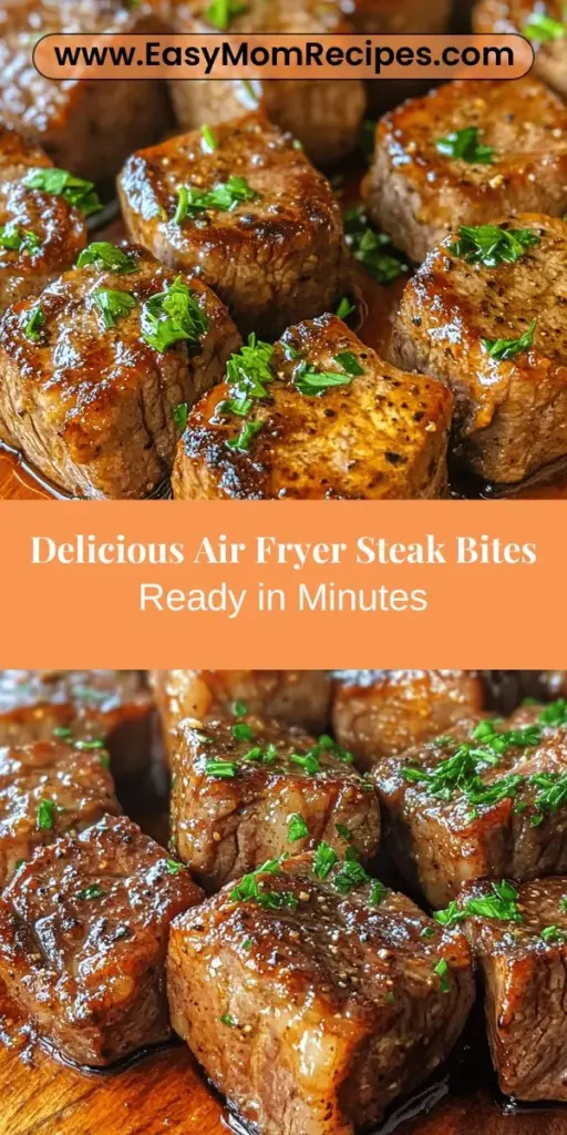 Discover the incredible flavors of Sizzling Air Fryer Steak Bites with this simple guide. Perfect for busy weeknights or gatherings, these tender bites are made with sirloin steak, marinated for maximum flavor, and cooked to perfection in an air fryer. Learn how to prepare, cook, and serve these delicious morsels alongside tasty dipping sauces and sides. Enjoy a healthier, quick cooking method that guarantees juicy, crispy steak bites everyone will love!