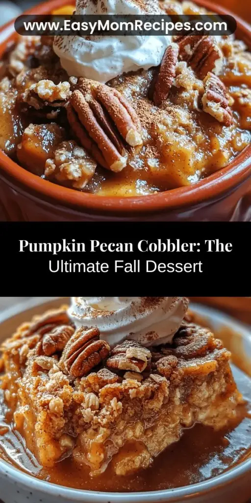 Embrace the flavors of fall with this Pumpkin Pecan Cobbler Delight recipe. Combining creamy pumpkin puree with crunchy pecans, this dessert is perfect for any autumn gathering or cozy night in. The blend of aromatic spices and brown sugar creates a warm, comforting treat that everyone will love. Whether you use fresh or canned pumpkin, indulge in a dessert that celebrates the season. Get ready to impress family and friends with this heartwarming cobbler!