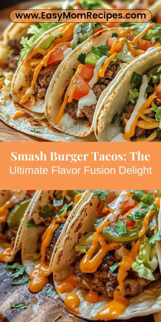 Dive into the delicious world of Smash Burger Tacos, a unique fusion that combines the best of burgers and tacos into one irresistible dish. Imagine savory smashed beef patties wrapped in soft tortillas, topped with fresh veggies and a zesty sauce. Perfect for a quick weeknight dinner or a fun gathering with friends, these tacos are customizable to suit any palate. Easy to prepare in under 30 minutes, they promise satisfying bites that will delight burger and taco lovers alike. Get ready to impress with this tasty recipe!