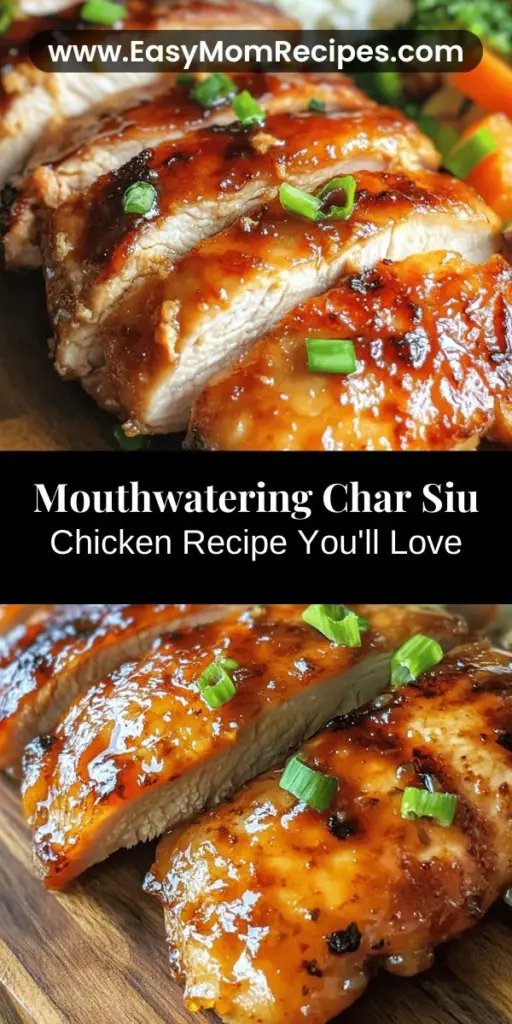 Discover the mouthwatering world of Char Siu Chicken with this easy recipe that delivers juicy, tender perfection. With a marinade rich in sweet and smoky flavors, this dish showcases the essence of traditional Chinese barbecue. Enjoy it as a star main course or incorporate it into stir-fries and rice bowls for versatile meals. Learn about the history, key ingredients, and cooking techniques to elevate your dining experience and impress your family and friends. Savor the authentic flavors right in your kitchen!