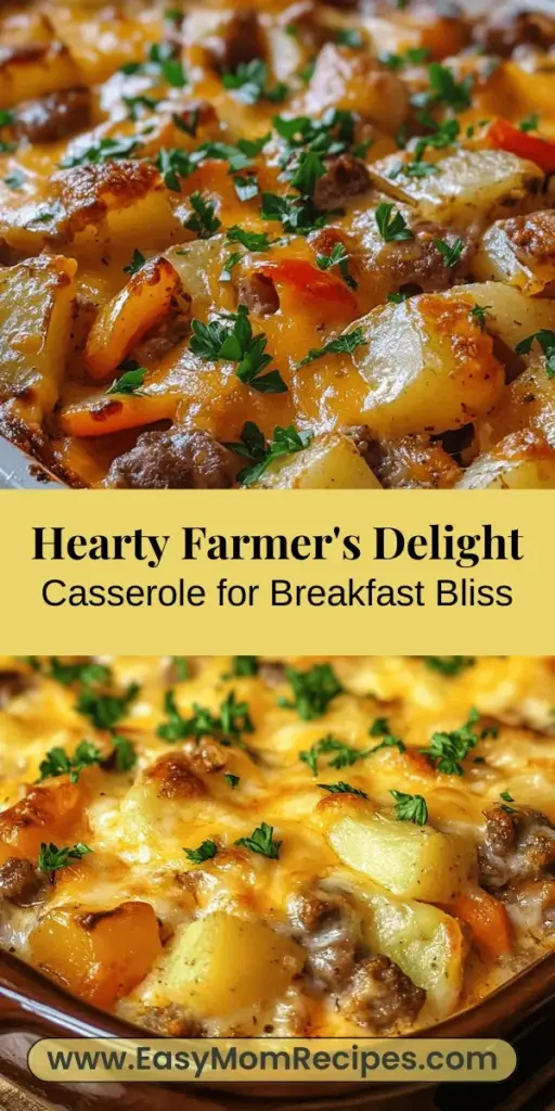 Discover the Farmer’s Delight Casserole, the perfect hearty breakfast option that blends flavor and flexibility. This colorful dish, featuring layers of potatoes, vibrant veggies, and your choice of protein, caters to all taste preferences. Easily adaptable for any dietary needs, it allows for endless customization. Whether served at breakfast, brunch, or dinner, this casserole fosters connections and provides a satisfying start to any day. Dive into this delicious recipe and bring your family together around the table!