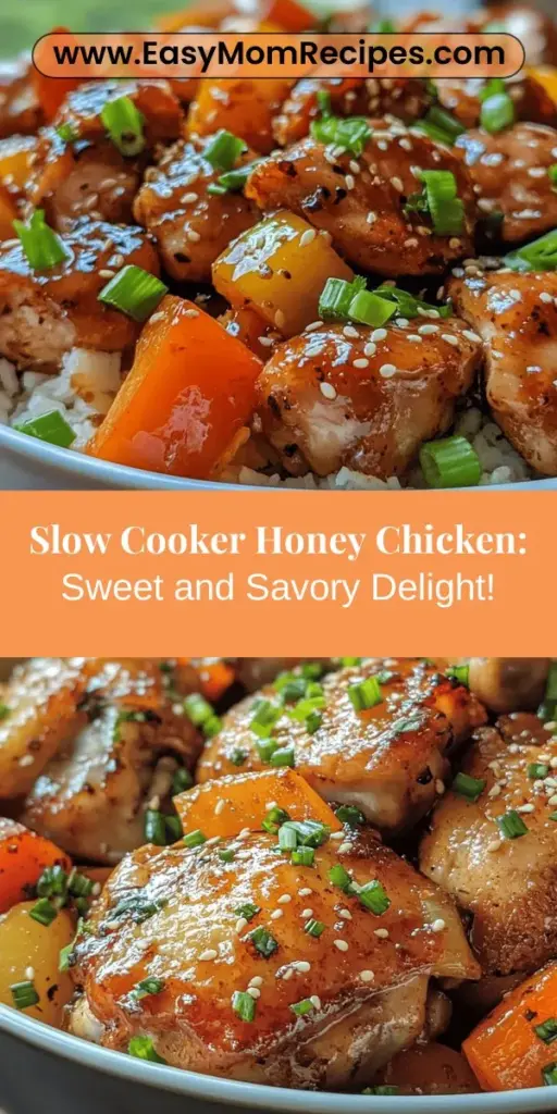 Discover the perfect blend of sweet and savory with this effortless Sweet & Savory Slow Cooker Honey Chicken recipe. Ideal for busy weeknights, this dish combines tender chicken thighs with a delicious sauce made from honey, soy sauce, garlic, and ginger. The slow cooking process infuses every bite with rich flavors while allowing you to focus on other activities. Serve it over rice or quinoa and enjoy a delightful family meal that’s sure to impress!