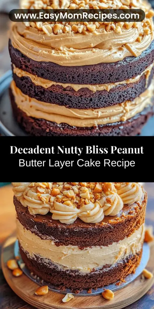 Treat yourself to the ultimate dessert experience with this Nutty Bliss Peanut Butter Layer Cake! A delicious balance of creamy peanut butter and rich chocolate creates a decadent flavor that’s perfect for any celebration. This easy-to-follow recipe guides you through each step, from mixing the ingredients to crafting a stunning frosting. Ideal for birthdays, family gatherings, or just to satisfy your sweet tooth, this cake will impress everyone at your table. Enjoy every delightful bite!