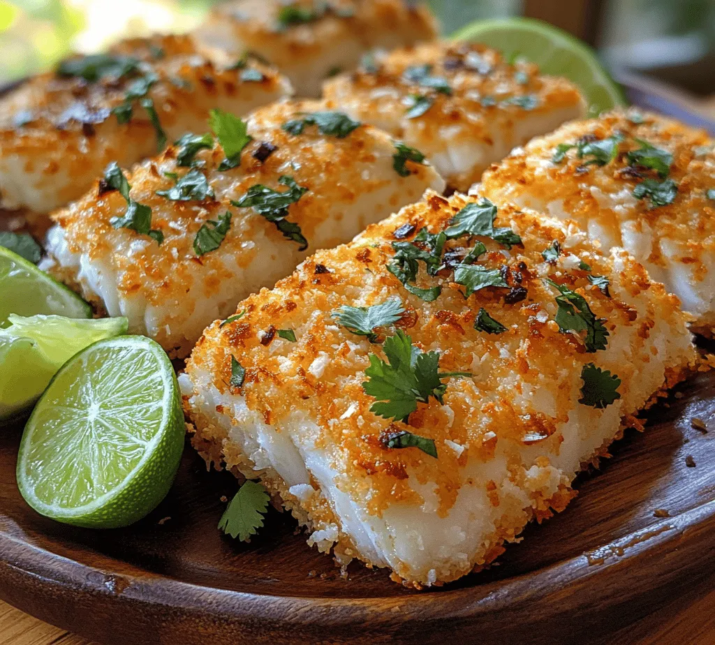 Imagine sinking your teeth into a perfectly cooked fish fillet, its exterior a golden-crisp cocoon of toasted coconut and panko breadcrumbs. This is the essence of Coconut Crusted Fish Fillets—a dish that transports your taste buds straight to a tropical paradise with every bite. With its delightful crunch and subtle sweetness from the coconut, this recipe embraces the flavors of the ocean while offering a unique twist that appeals to seafood enthusiasts and casual diners alike.