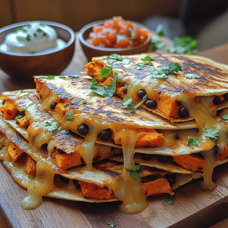 In the quest for delicious yet nutritious meals, Sweet Potato Black Bean Quesadillas stand out as a vibrant option that pleases the palate and nourishes the body. This dish is a perfect representation of how simple ingredients can be transformed into a satisfying meal. With its rich flavors, satisfying textures, and nutritional benefits, it appeals to a wide range of dietary preferences, particularly vegetarians and health-conscious eaters.