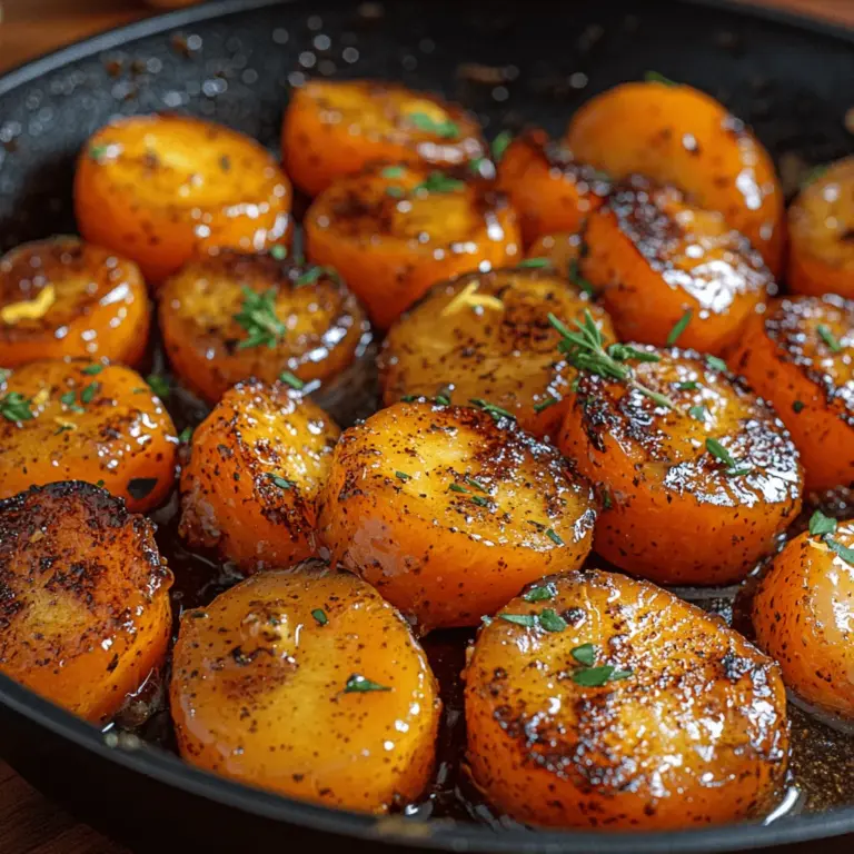If you're searching for a side dish that perfectly balances simplicity and sophistication, look no further than Brown Butter Honey Glazed Carrots. This recipe transforms humble carrots into a delectable dish that elevates any meal. The unique combination of nutty brown butter, natural sweetness from honey, and fragrant thyme results in a dish that is not only visually appealing but also bursting with flavor. Whether served alongside roasted chicken, grilled steak, or even a cozy vegetarian pasta, these glazed carrots are sure to impress your family and guests alike.
