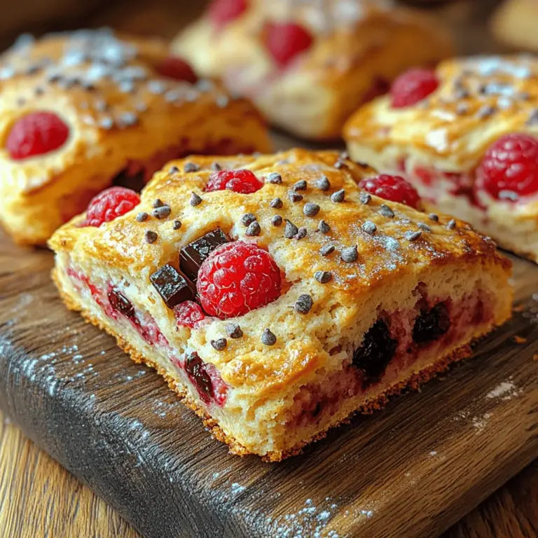 Scones have long been celebrated as a quintessential part of brunch and afternoon tea, offering a delightful way to indulge in both sweet and savory flavors. Among the myriad of scone varieties, the Raspberry Dark Chocolate Chunk Scones stand out with their perfect combination of tart and rich flavors. The tartness of fresh raspberries pairs beautifully with the deep, bittersweet notes of dark chocolate, creating a deliciously balanced treat that is both comforting and sophisticated.
