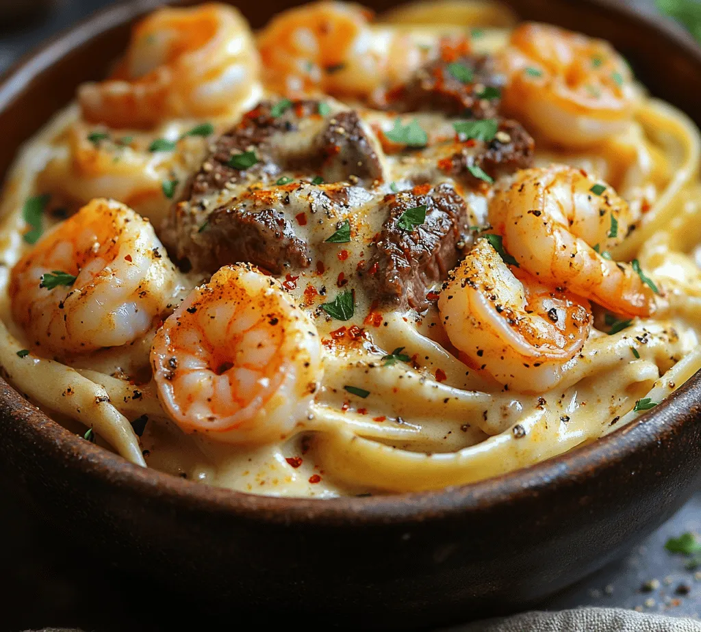 If you're searching for a dish that embodies indulgence, flavor, and a touch of sophistication, look no further than Luscious Cajun Shrimp & Steak Alfredo Pasta. This mouthwatering recipe combines the richness of creamy Alfredo sauce with the bold, zesty flavors of Cajun spices, all while featuring succulent shrimp and tender ribeye steak. The result is a dish that not only satisfies your cravings but is also perfect for any special occasion or a cozy dinner at home.
