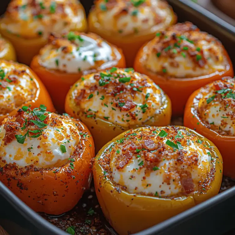 Stuffed peppers have long been a beloved dish across various cuisines, celebrated for their versatility and hearty appeal. Whether served as a main course or a side dish, these vibrant bundles of flavor can be customized to suit any palate. Today, we’re diving into a mouthwatering rendition: Loaded Bacon & Cheese Stuffed Peppers. This recipe takes the classic concept of stuffed peppers and elevates it with the irresistible combination of crispy bacon, creamy cheeses, and a medley of spices, creating a dish that is both comforting and indulgent.