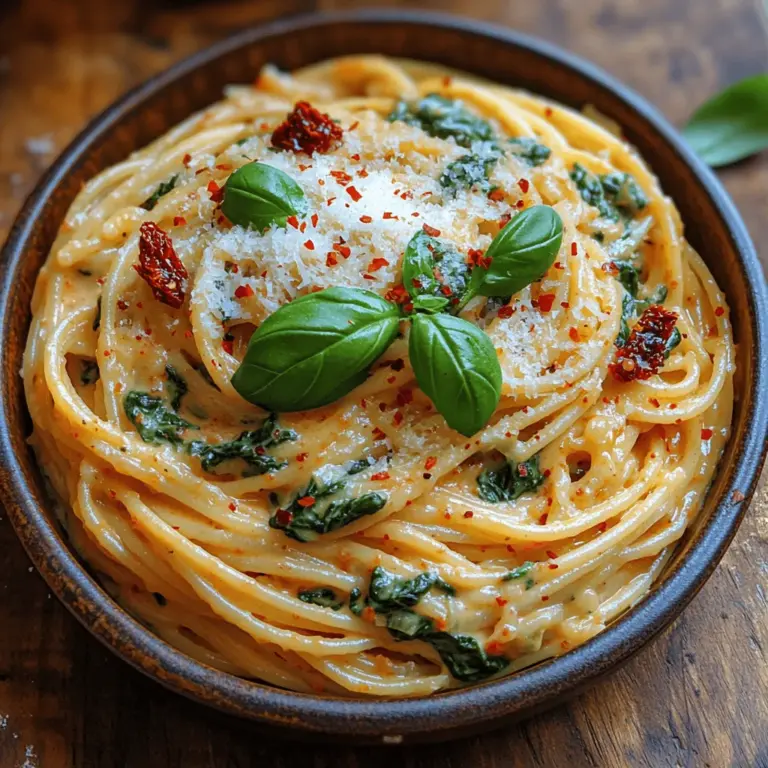 In the world of culinary delights, few dishes can match the elegance and simplicity of a well-prepared pasta. The Spinach & Spaghetti Delight with Sun-Dried Tomato Cream Sauce is not only a feast for the senses but also a healthy option that brings together the vibrant flavors of fresh spinach and sun-dried tomatoes, all enveloped in a creamy sauce. This dish beautifully encapsulates the essence of Italian cooking, celebrating fresh ingredients and rich flavors.