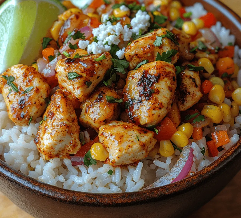 Delve into the vibrant world of street food with our Street Corn Chicken Rice Bowl recipe. This dish is a delightful fusion of succulent chicken, fresh vegetables, and a sweet corn medley, all beautifully layered over a bed of fluffy jasmine rice. Inspired by the bustling street vendors found in cities across Mexico and the United States, this recipe captures the essence of street corn—a beloved snack known for its bold flavors and satisfying crunch.